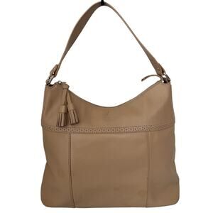 Kate Spade Vintage Light Tan Beige Leather Hobo Shoulder Strap Tote Bag